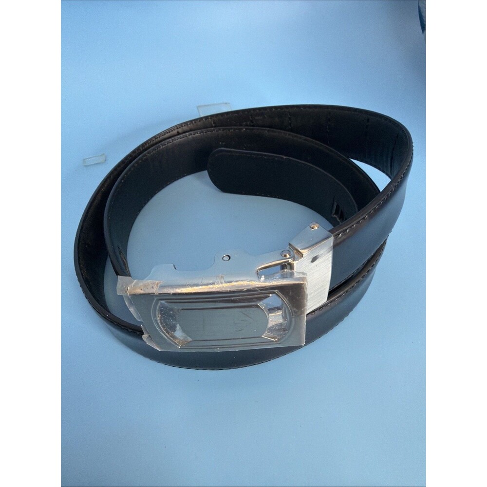 Leather Size XL (36-40) Black Ratchet Belt with An Alloy Automatic Slide